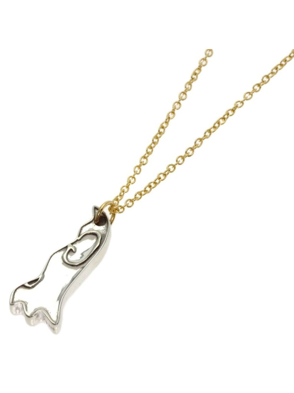Gucci GG Ghost Pair Necklace One Side Only 18k Yellow Gold Silver